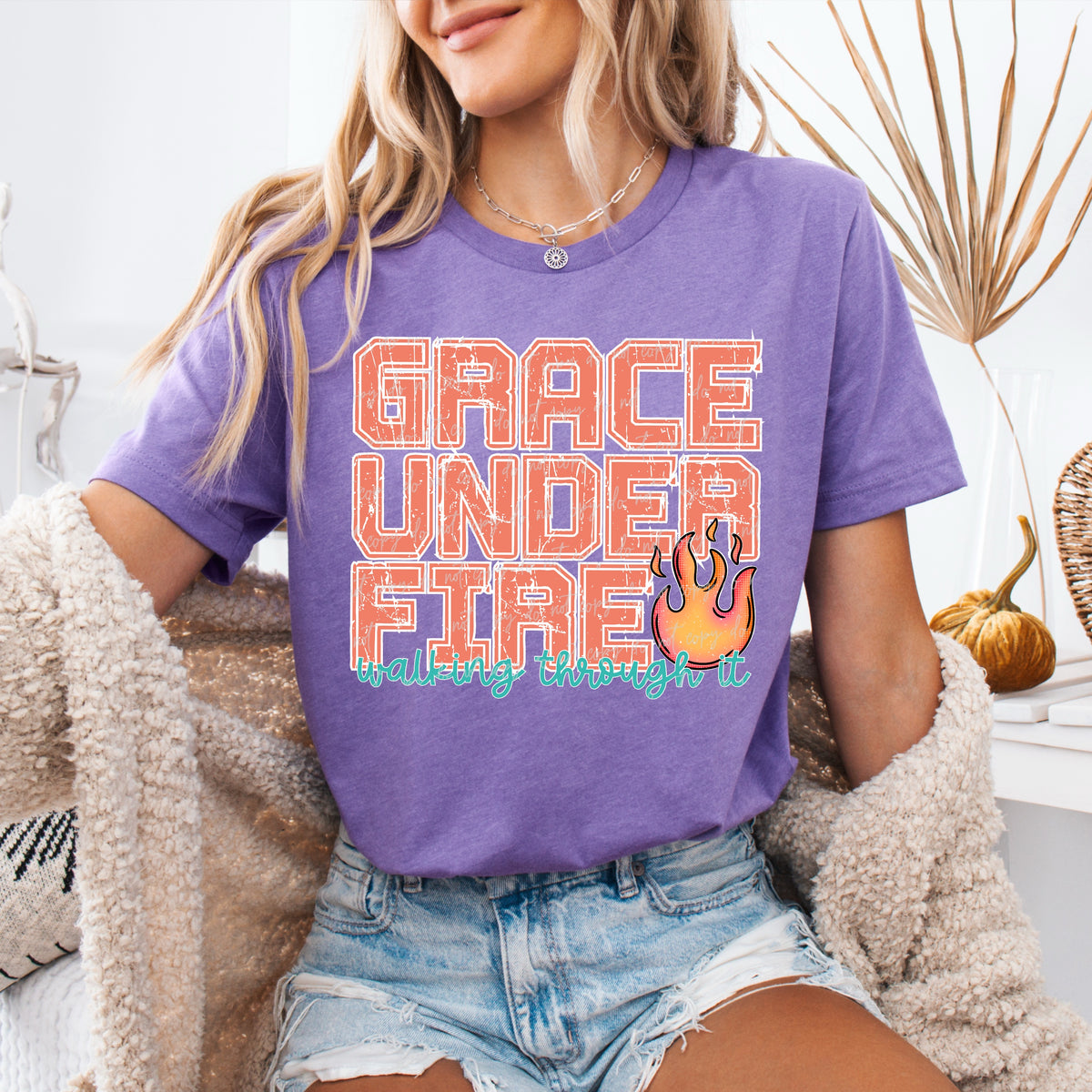 Grace under fire walking through it white outline (VIRGO) 96400 DTF transfer