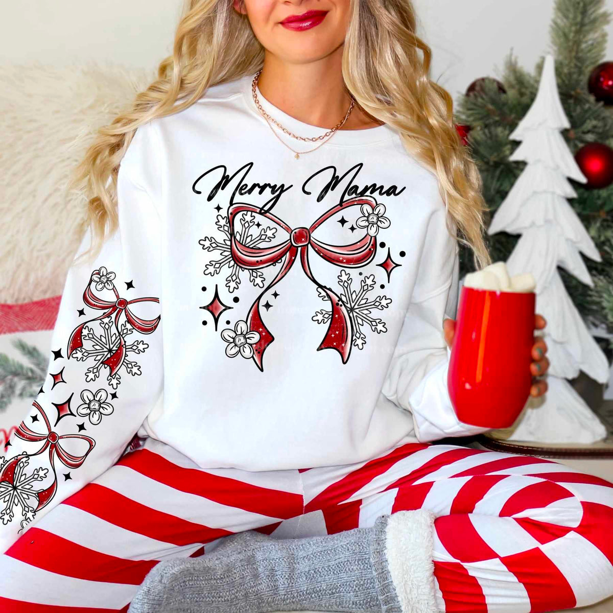 Merry mama Christmas bow FRONT ONLY (CSC) 64634 DTF transfer