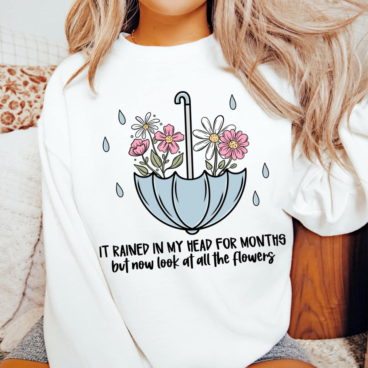 In rained in my head for months but now look at all the flowers (CMD) 99602 DTF transfer