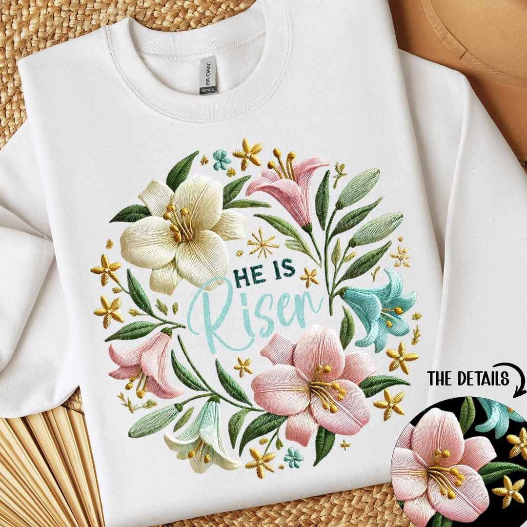 He is risen floral circle (TTD) 84444 DTF transfer