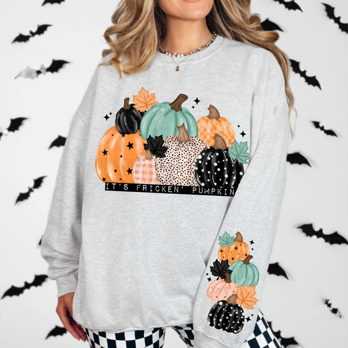 It’s Frickin Pumpkin with colorful pumpkins (front only) (abd) DTF transfer