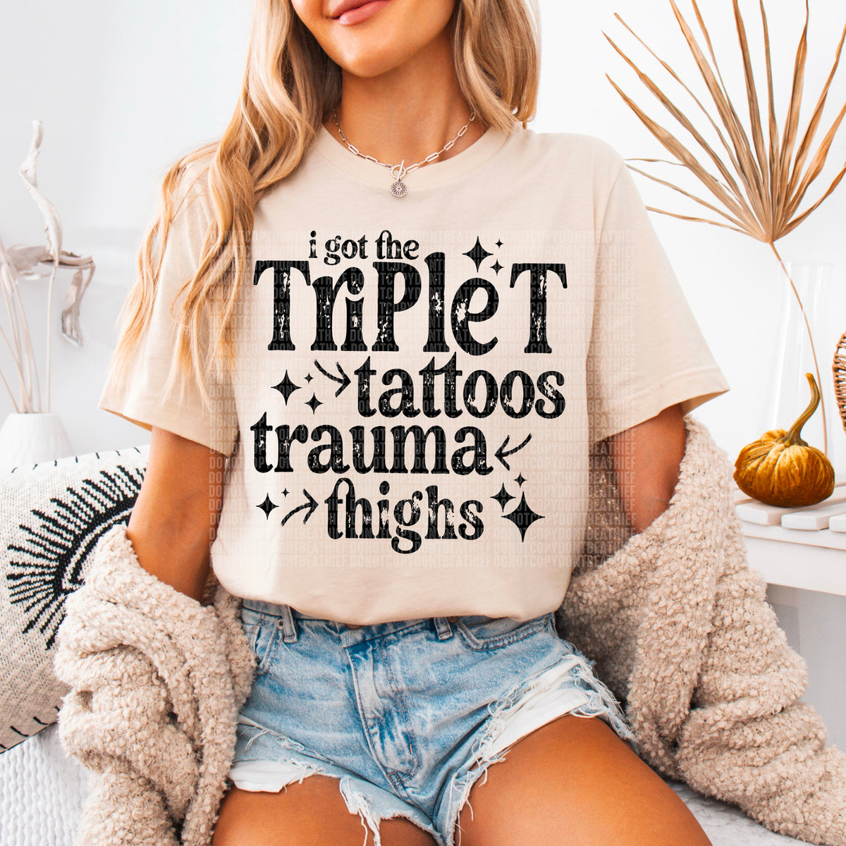 I got the triple T tattoos, trauma, thighs black font (SDD) 96016 DTF transfer