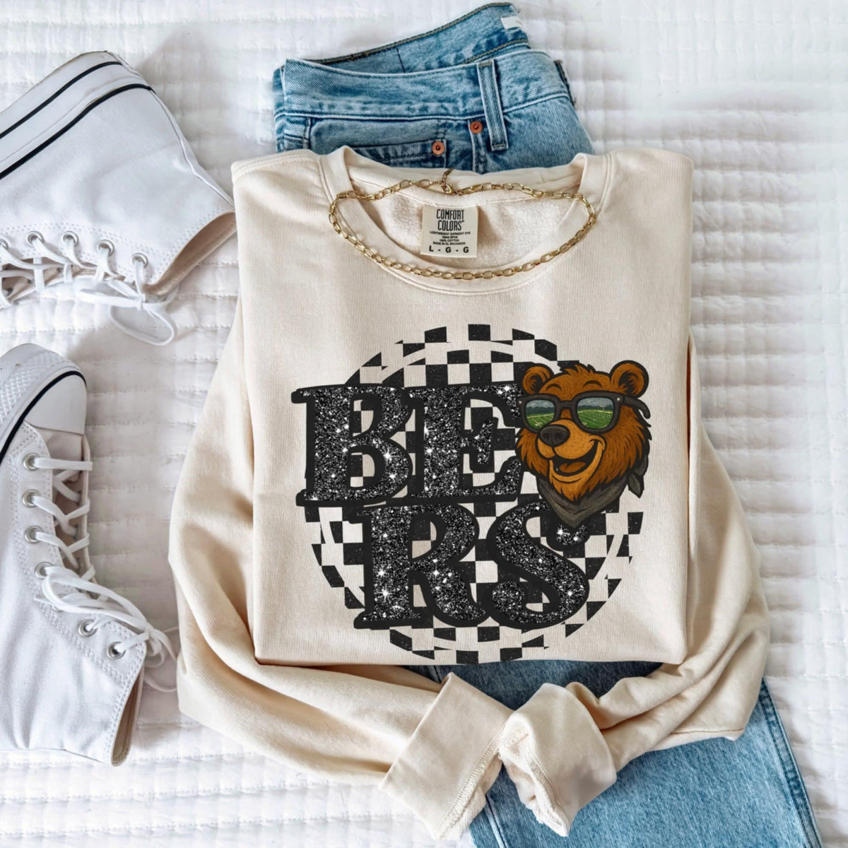 Bears Mascot Black Glitter Font GROVE 111240 DTF transfer