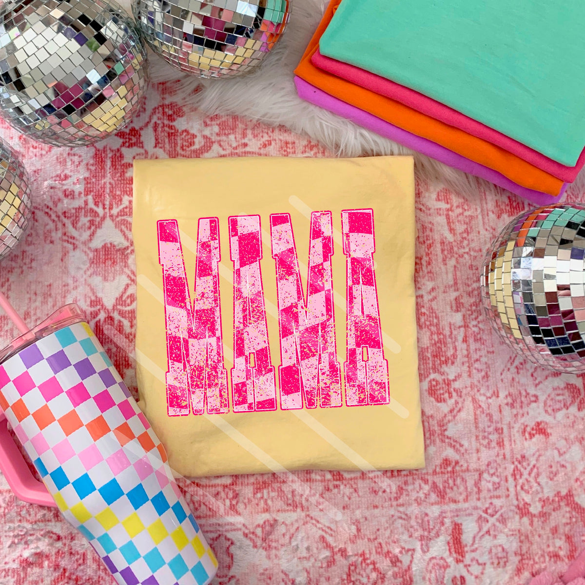 Mama Pink Checker 114120 DTF transfer