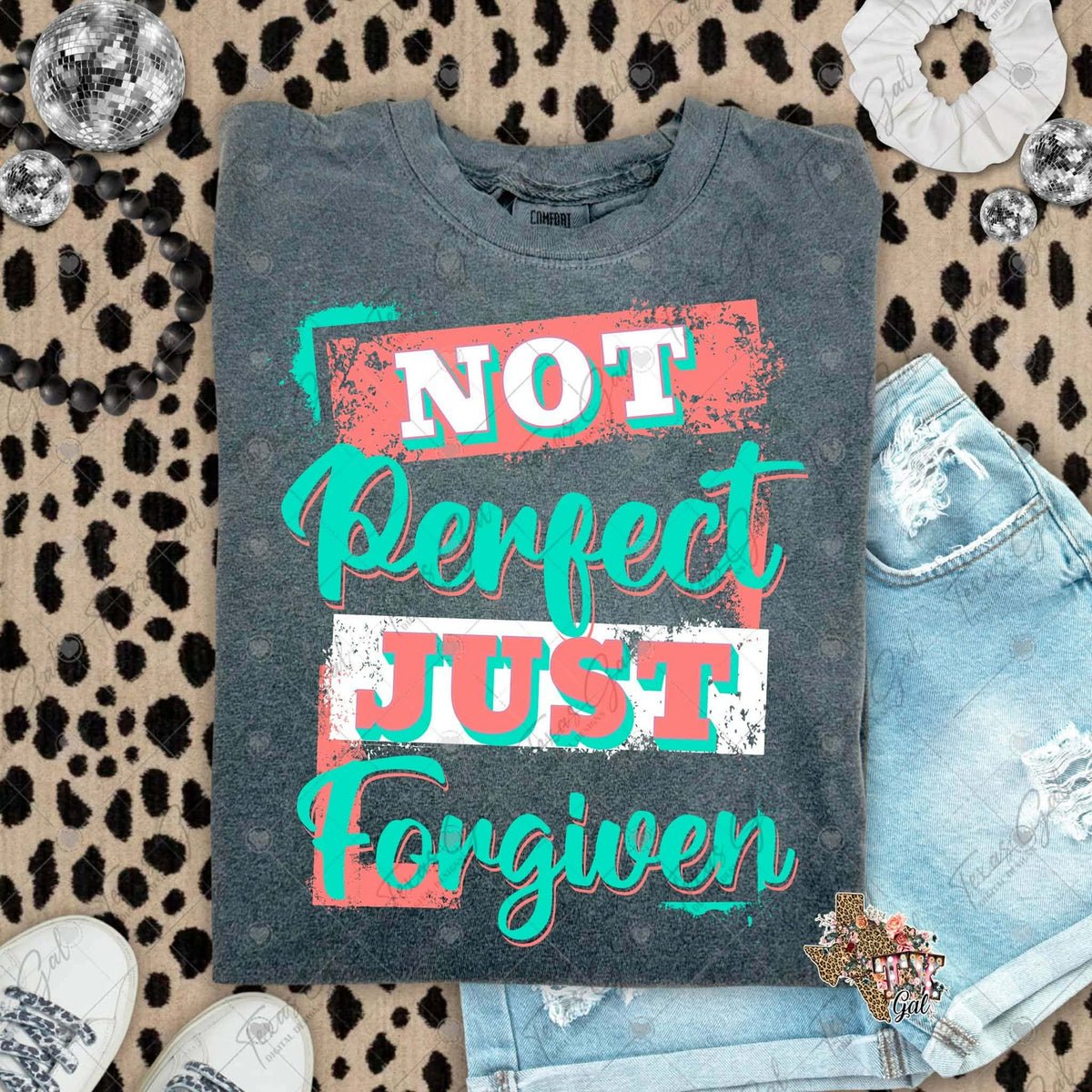 Not perfect just forgiven pink and blue (Texasgal) DTF Transfer