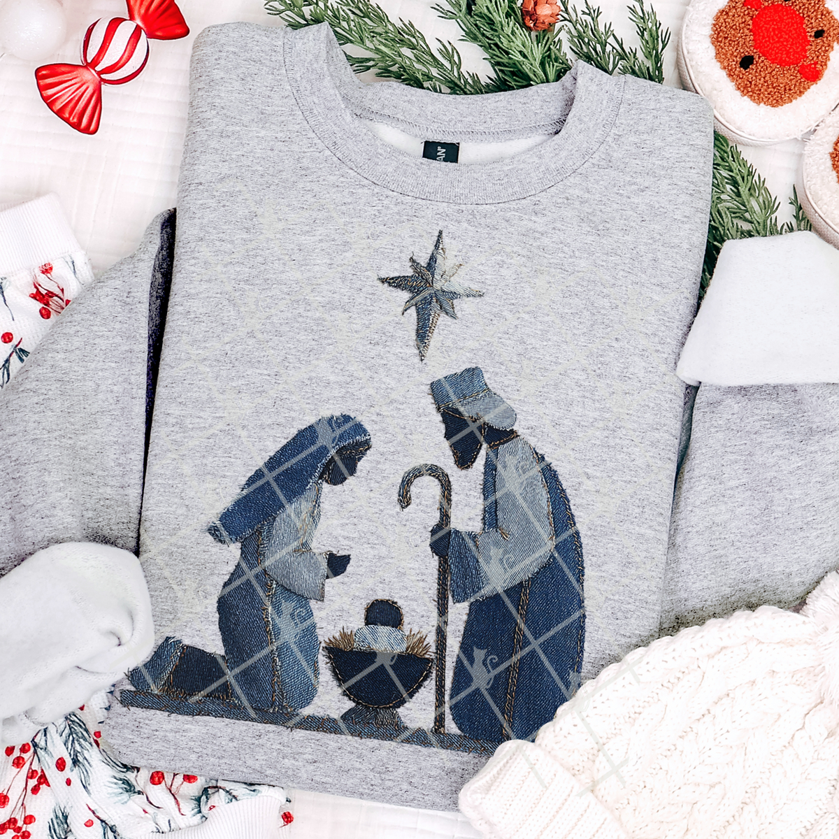 Faux denim Nativity (TTD) DTF Transfer