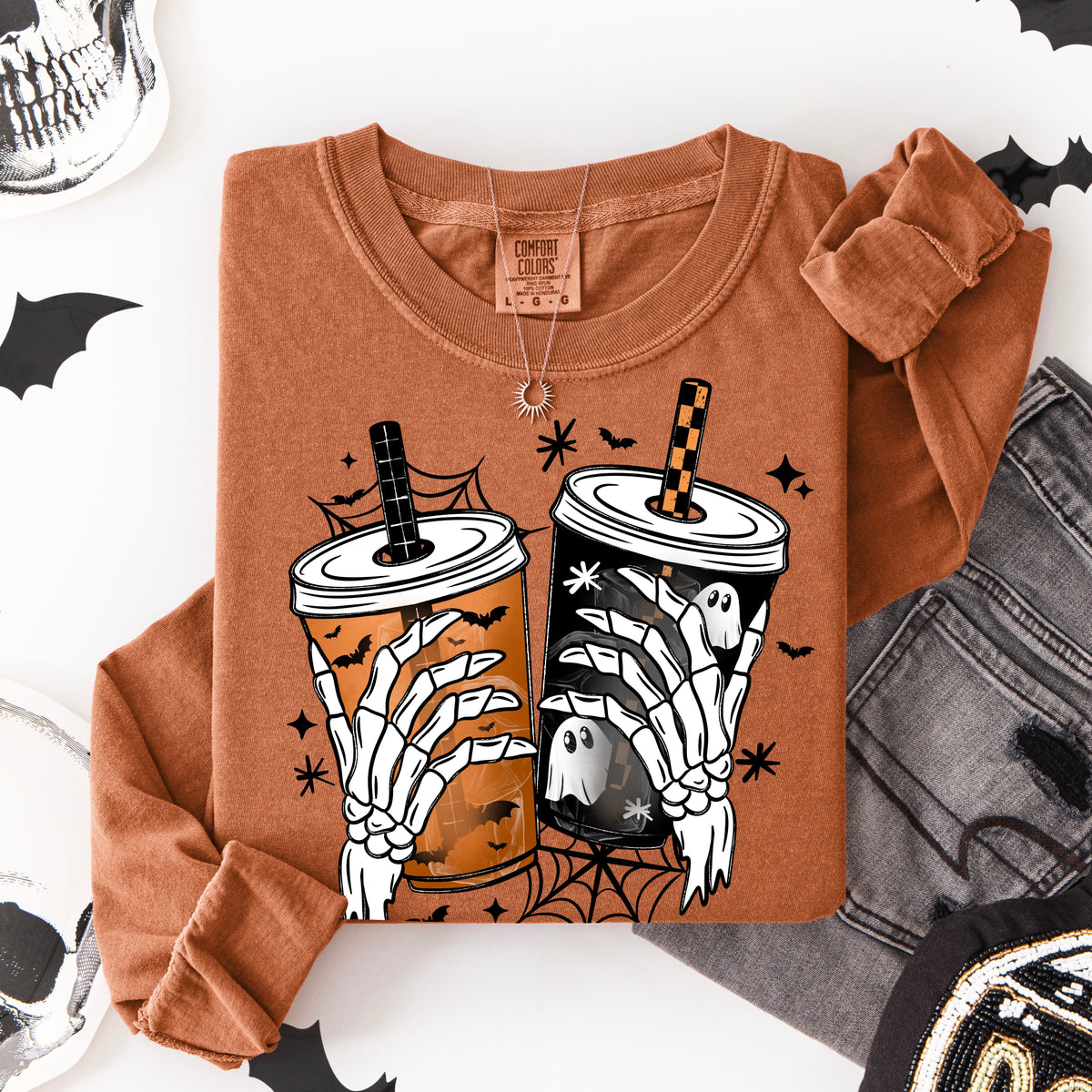 Halloween skellie hand coffees (Csc) DTF Transfer