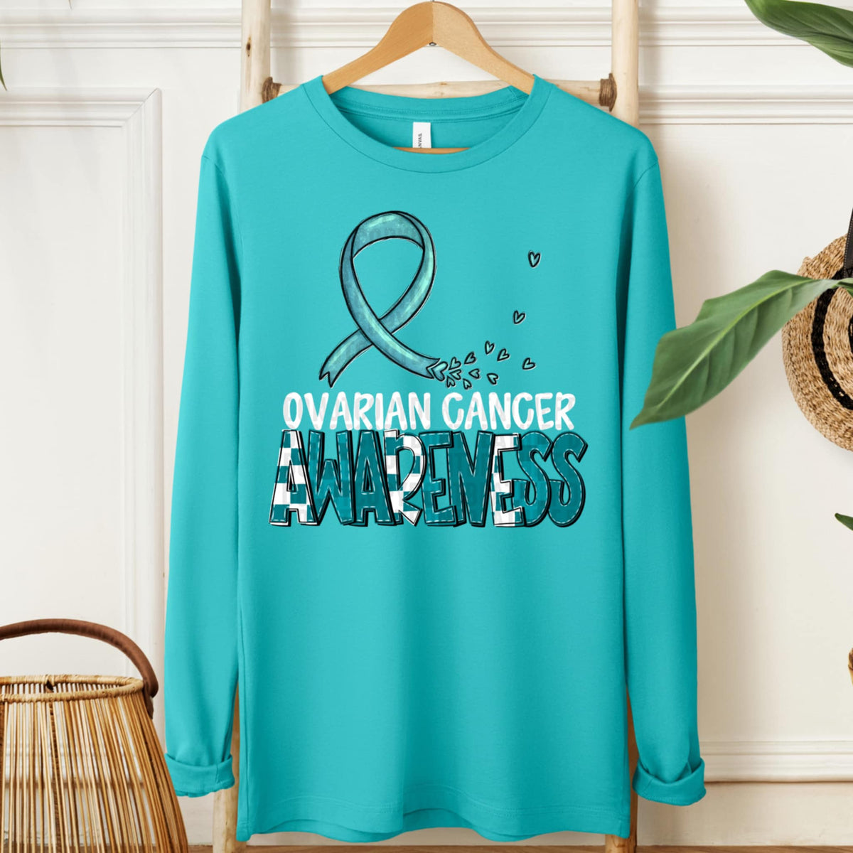 Ovarian cancer awareness ribbon WHITE FONT (SDD) 107738 DTF transfer