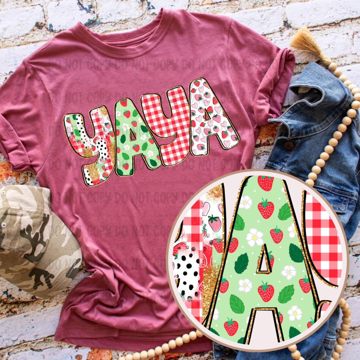 Yaya strawberry patterned (Revel) 92550 DTF transfer