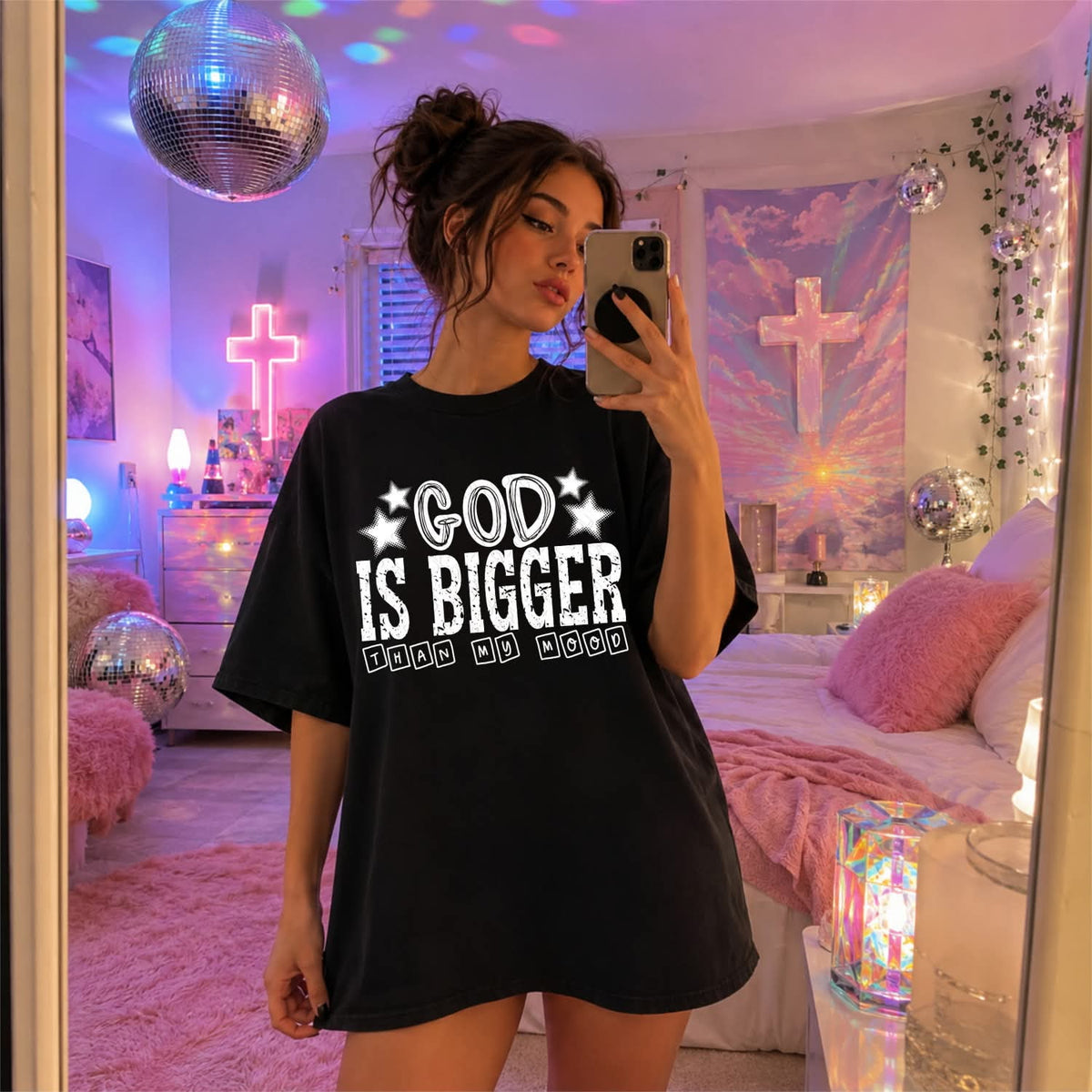God is bigger (white) Sunday Special DTF transfer