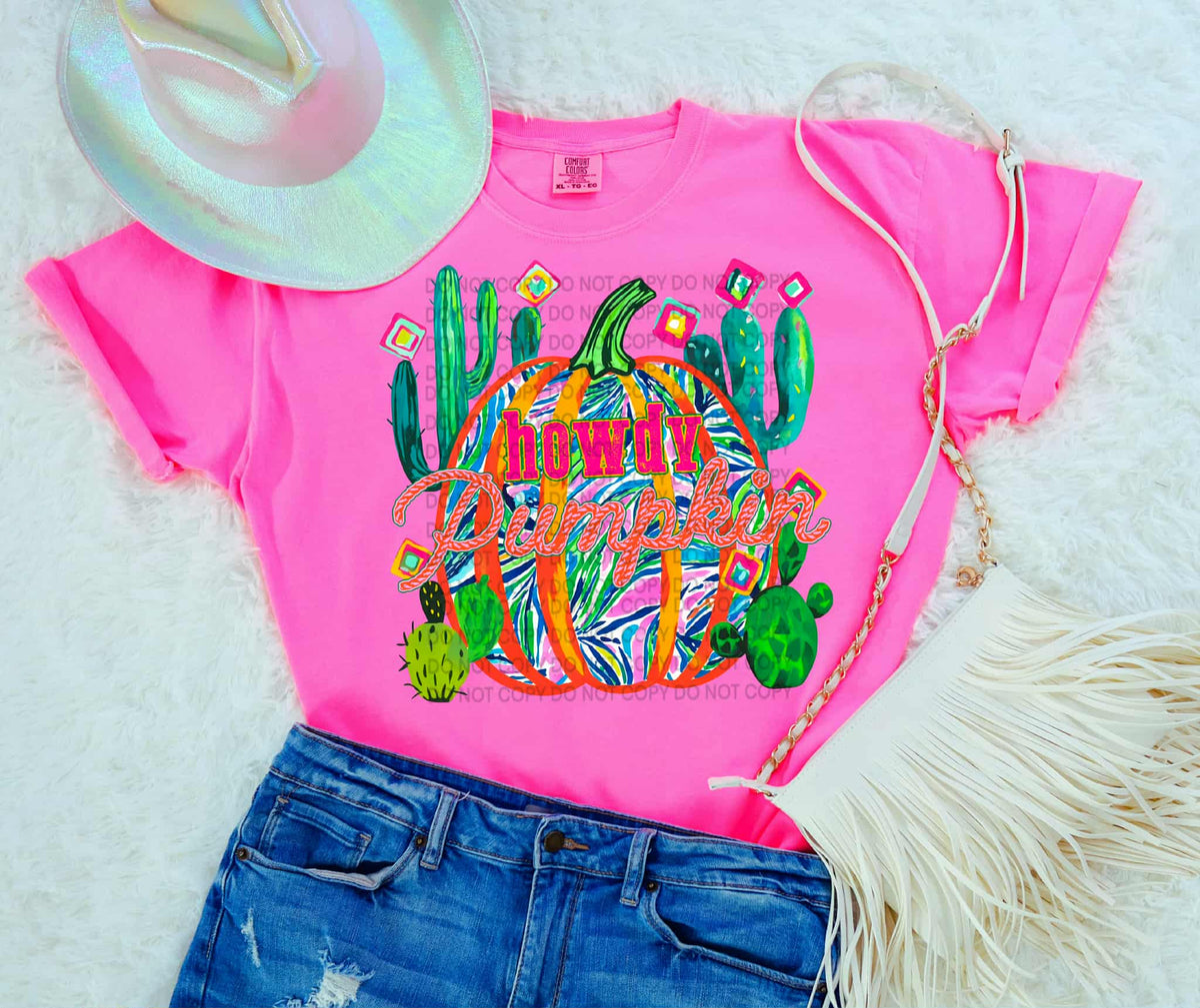 Howdy Pumpkin with cactus SCG DTF transfer