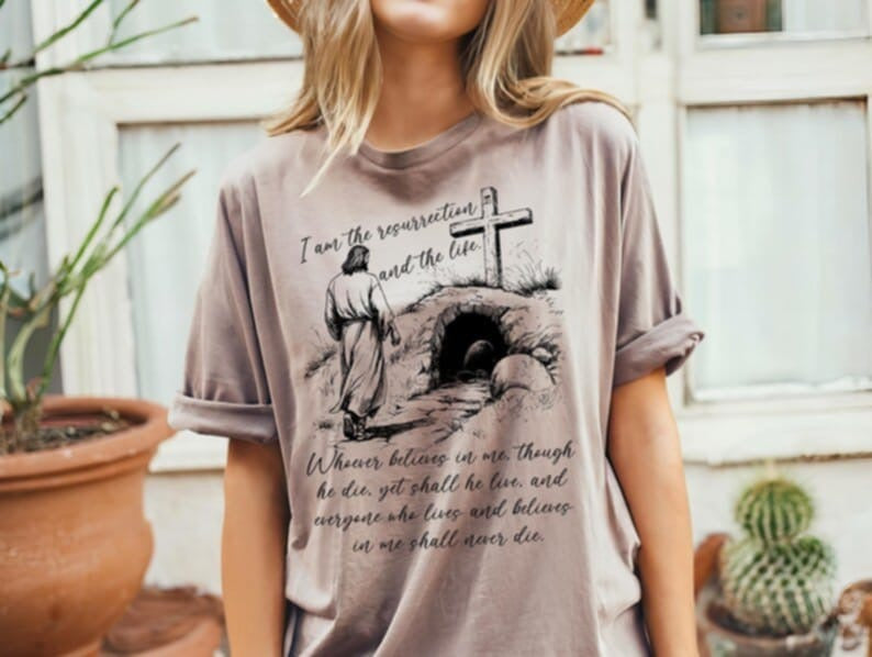 I am the resurrection and the life Jesus and tomb 87742 DTF transfer