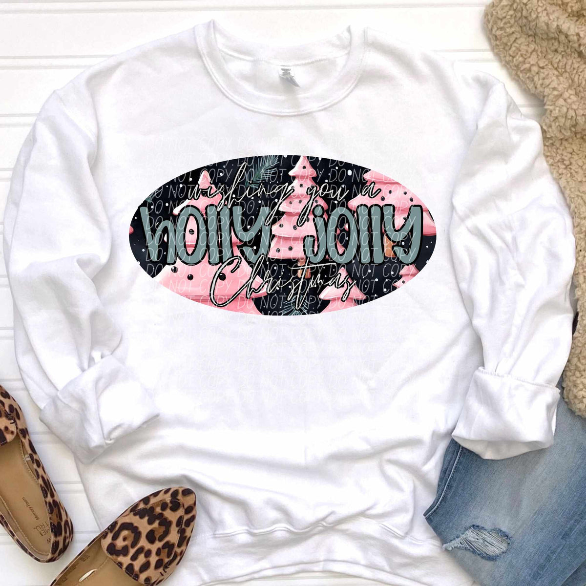 Wishing you a holly jolly Christmas (CITY) 62327 DTF transfer