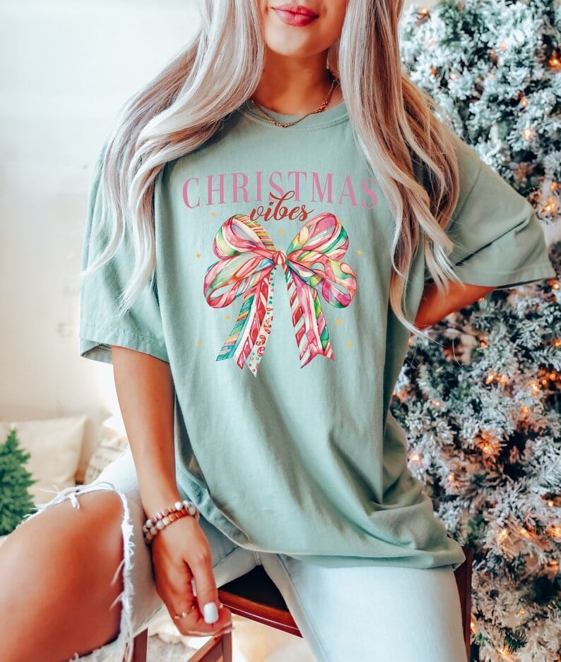 Christmas vibes bow 50955 DTF transfer