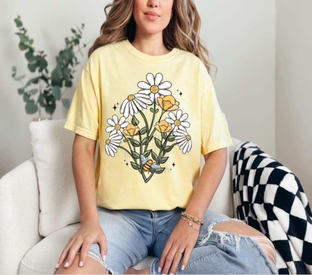 Daisies with bee (Linda) 99662 DTF transfer