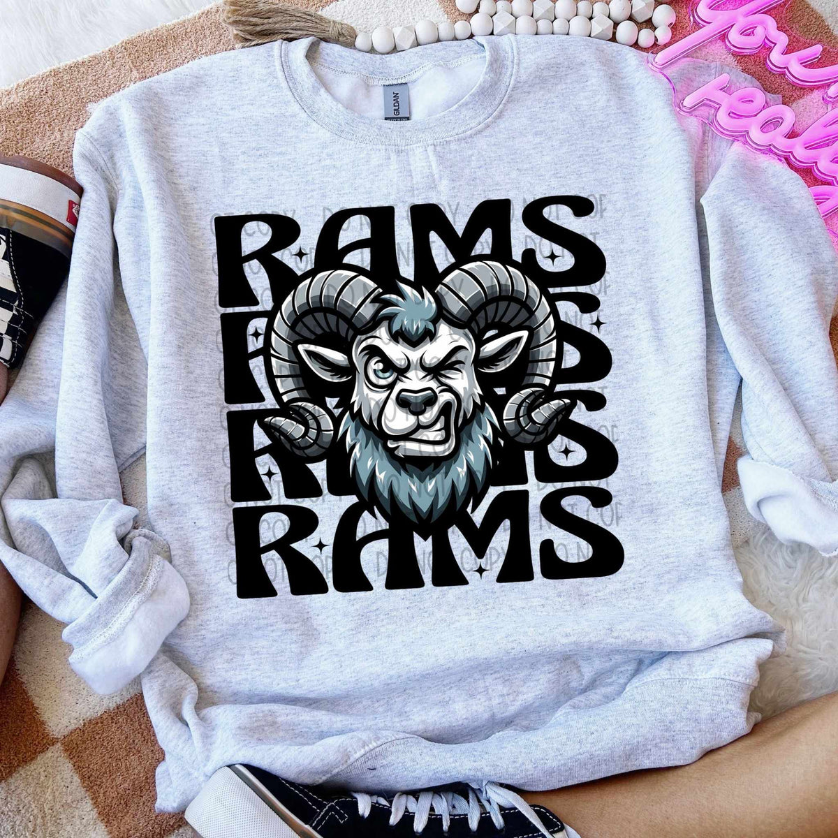 Rams stacked Winking Mascot SWD 49011 DTF transfer