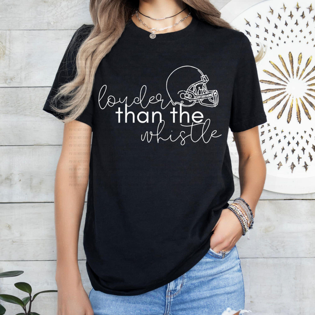 Louder than the whistle WHITE FOOTBALL REVEL DTF transfer