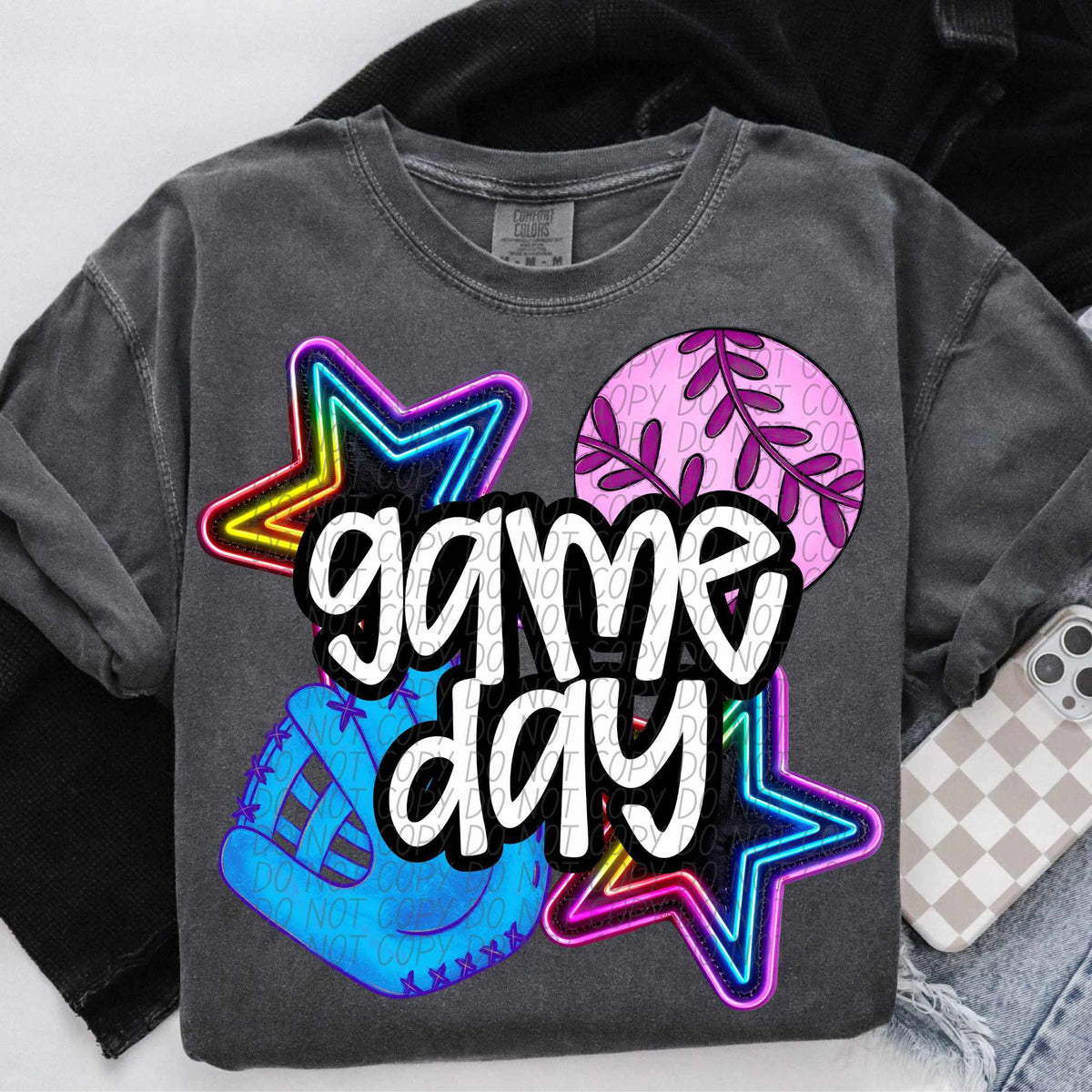 Game day neon with pink ball (CITY) 84997 DTF transfer