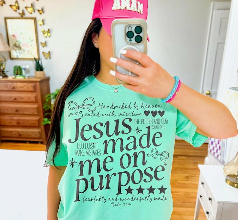 Jesus made me on purpose BLACK DTF Transfer