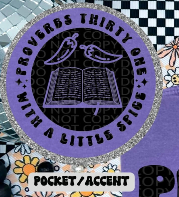 Proverbs thirty one with a little spice BLACK pocket (HW) 87256 DTF transfer