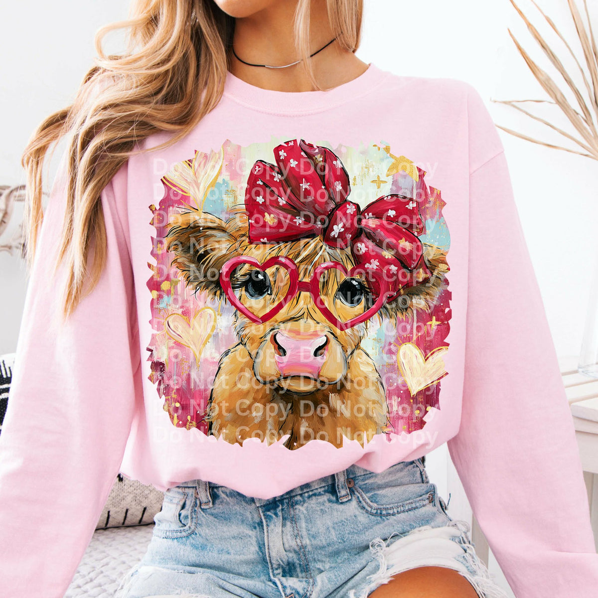 Cow with red bow (irene) DTF transfer