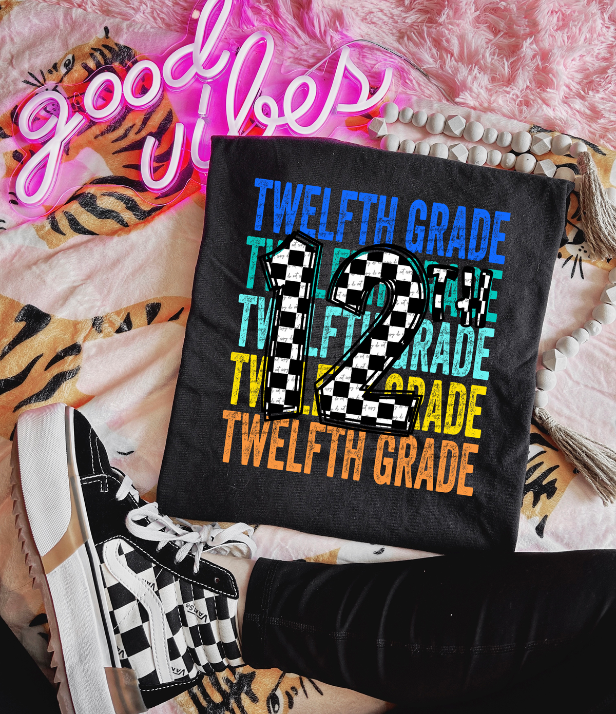 12th grade repeat print checkered 49810 DTF transfer