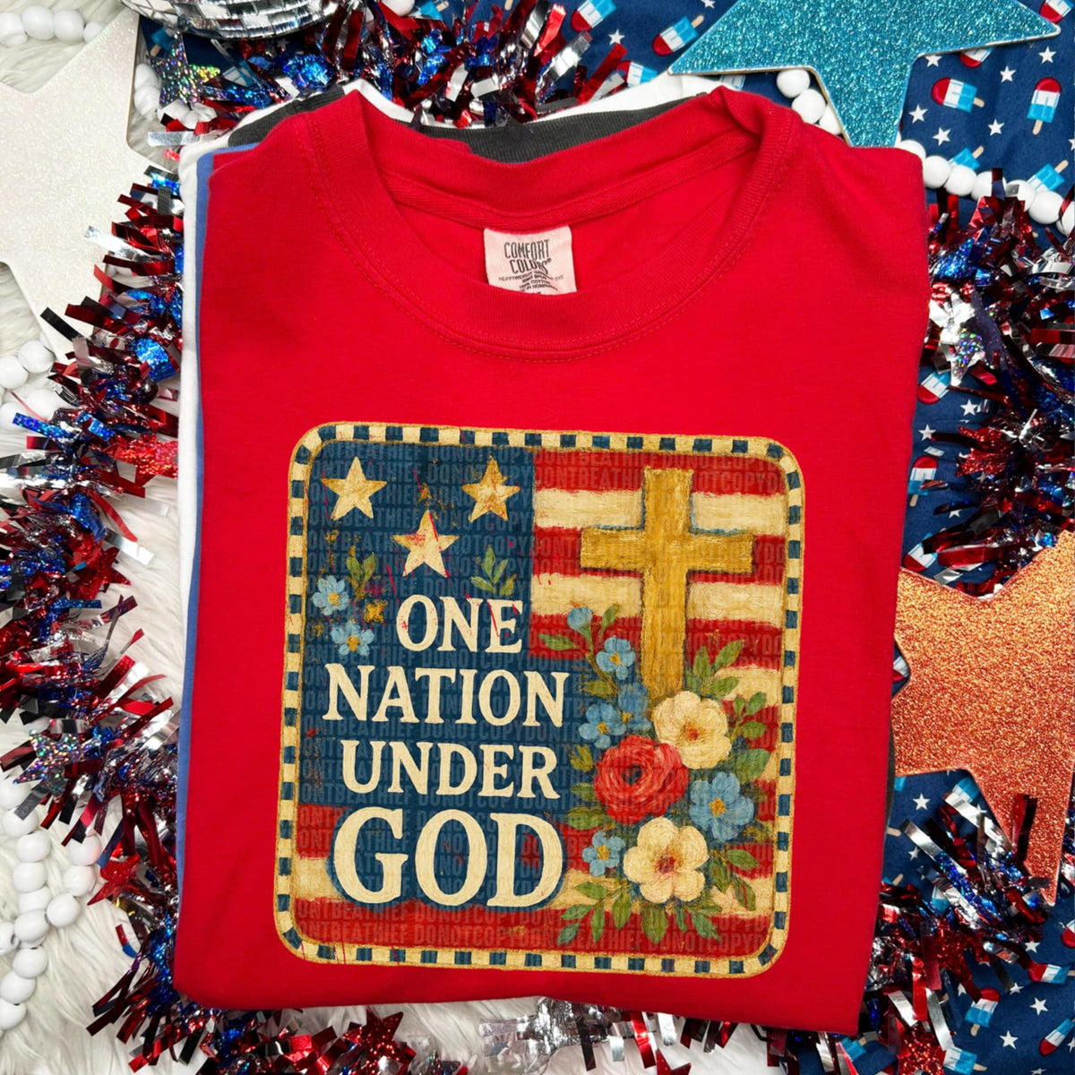 One nation under god flag background (SDD) 99252 DTF transfer