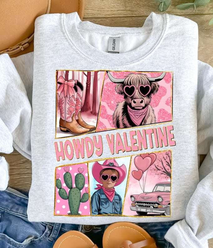 Howdy valentine western 75865 DTF transfer