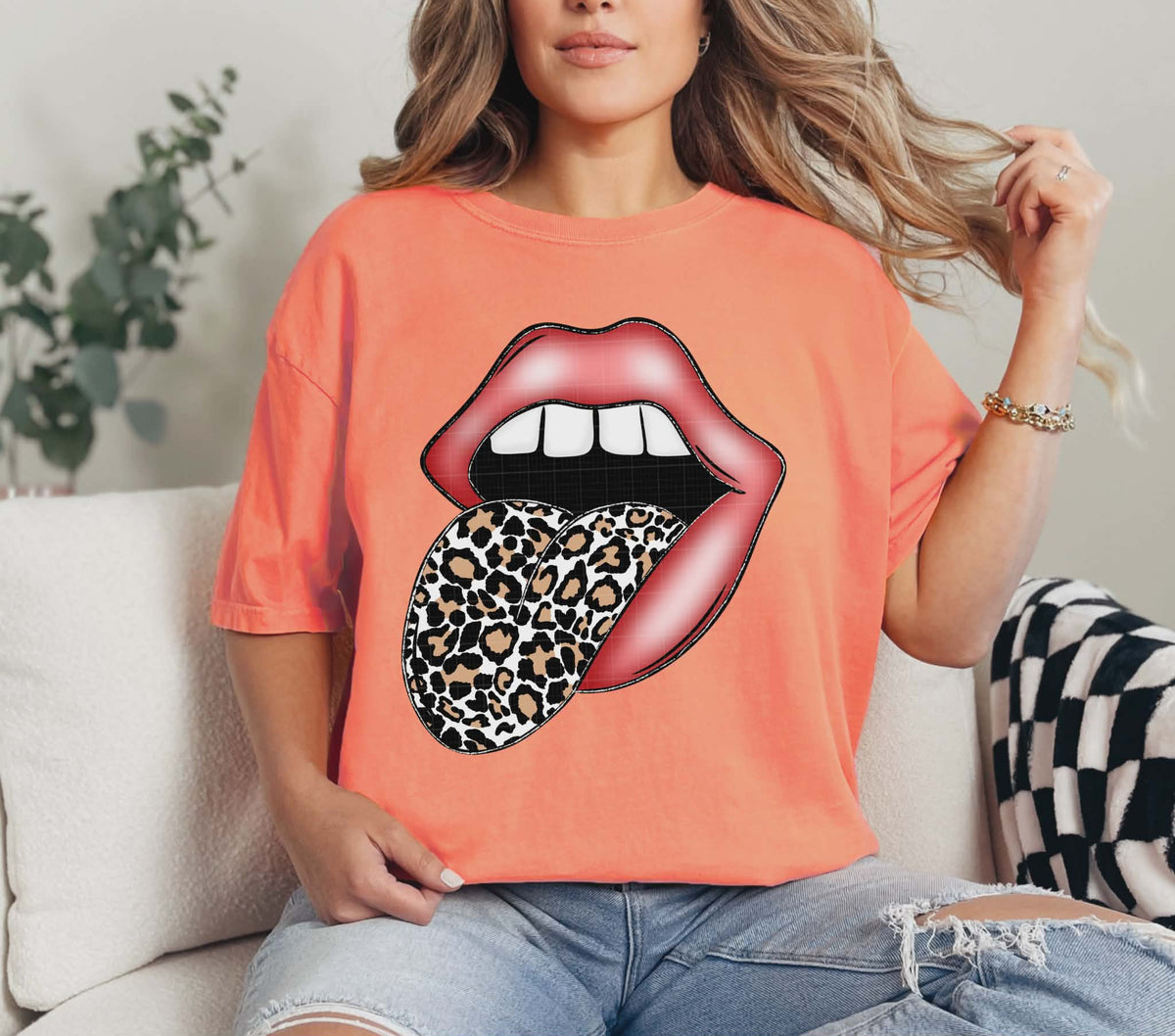 Tongue and leopard lips (Linda) DTF Transfer