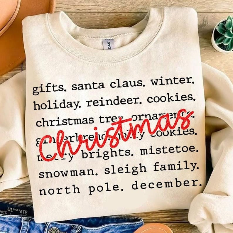 Christmas red font with words 64793 DTF transfer