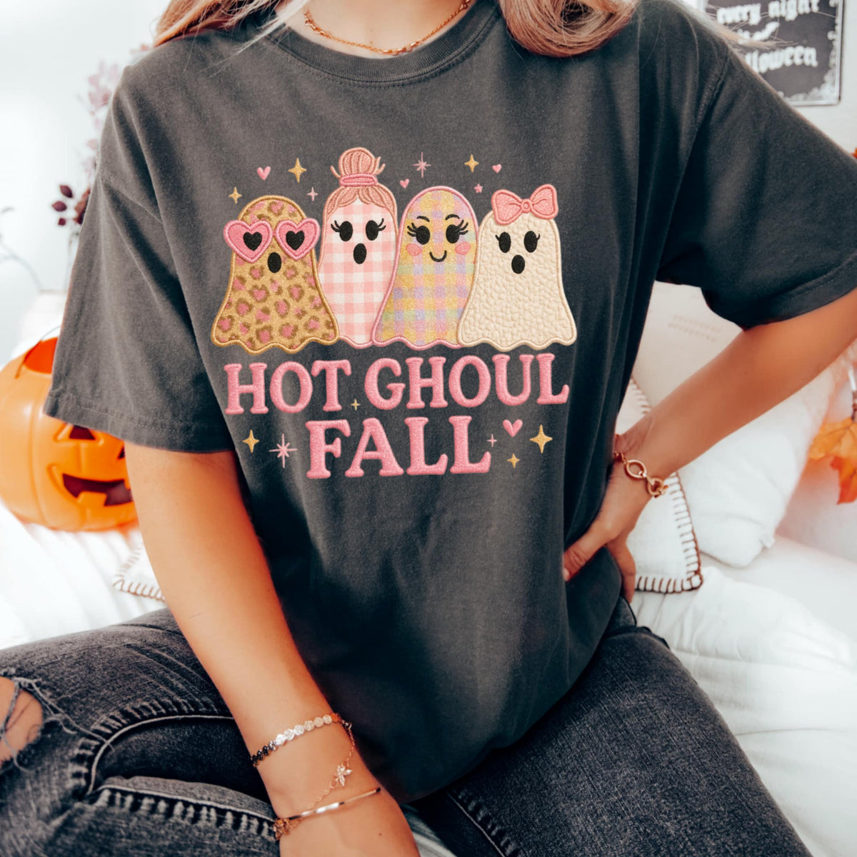 Hot Ghoul Fall with pink and ghosts CMD DTF transfer