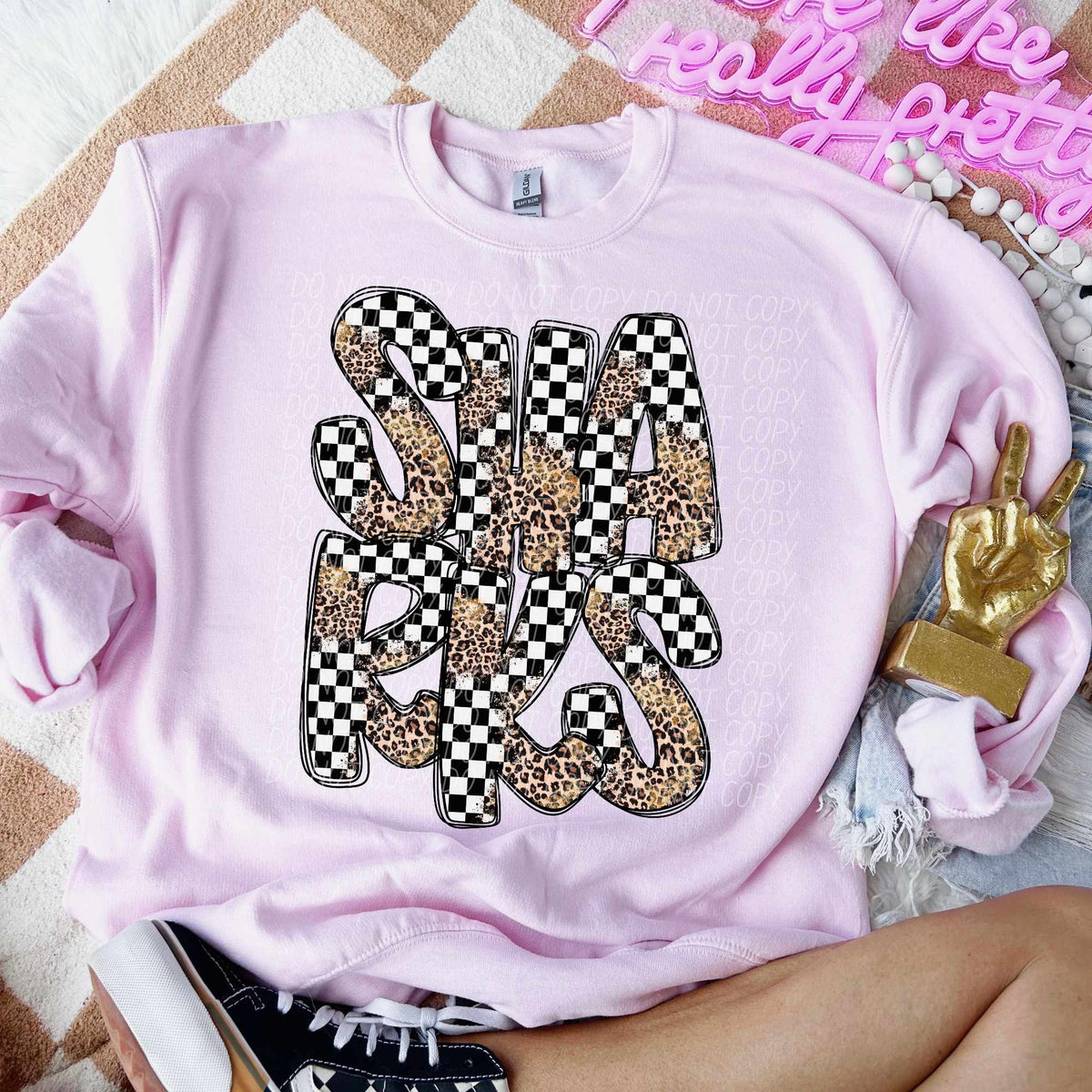 Sharks checkered leopard filled (CITY) 53106 DTF transfer