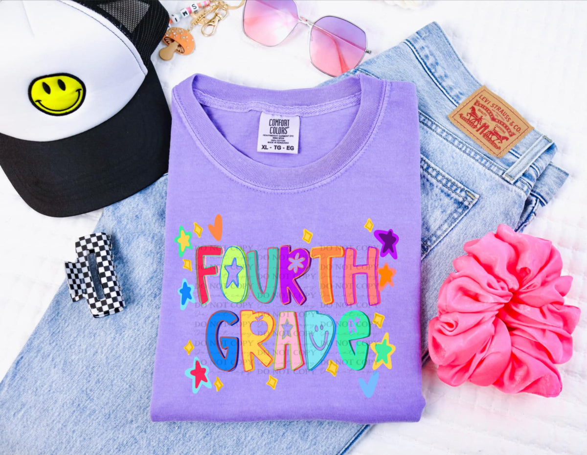 Fourth grade colorful stars 107603 DTF transfer