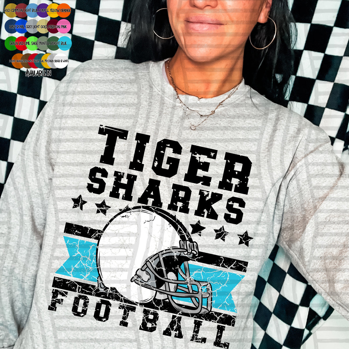 tiger sharks football helmet distressed colors (caplinger) DTF transfer