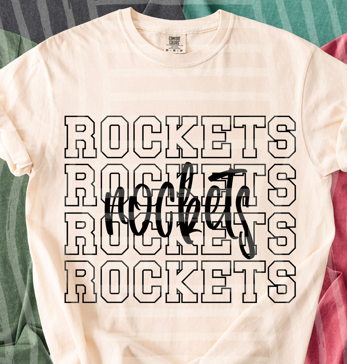 rockets simple stacked outlines (Caplinger) DTF Transfer