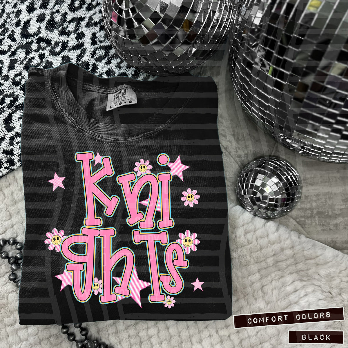 Knights Pink Flowers And Stars 104977 DTF transfer