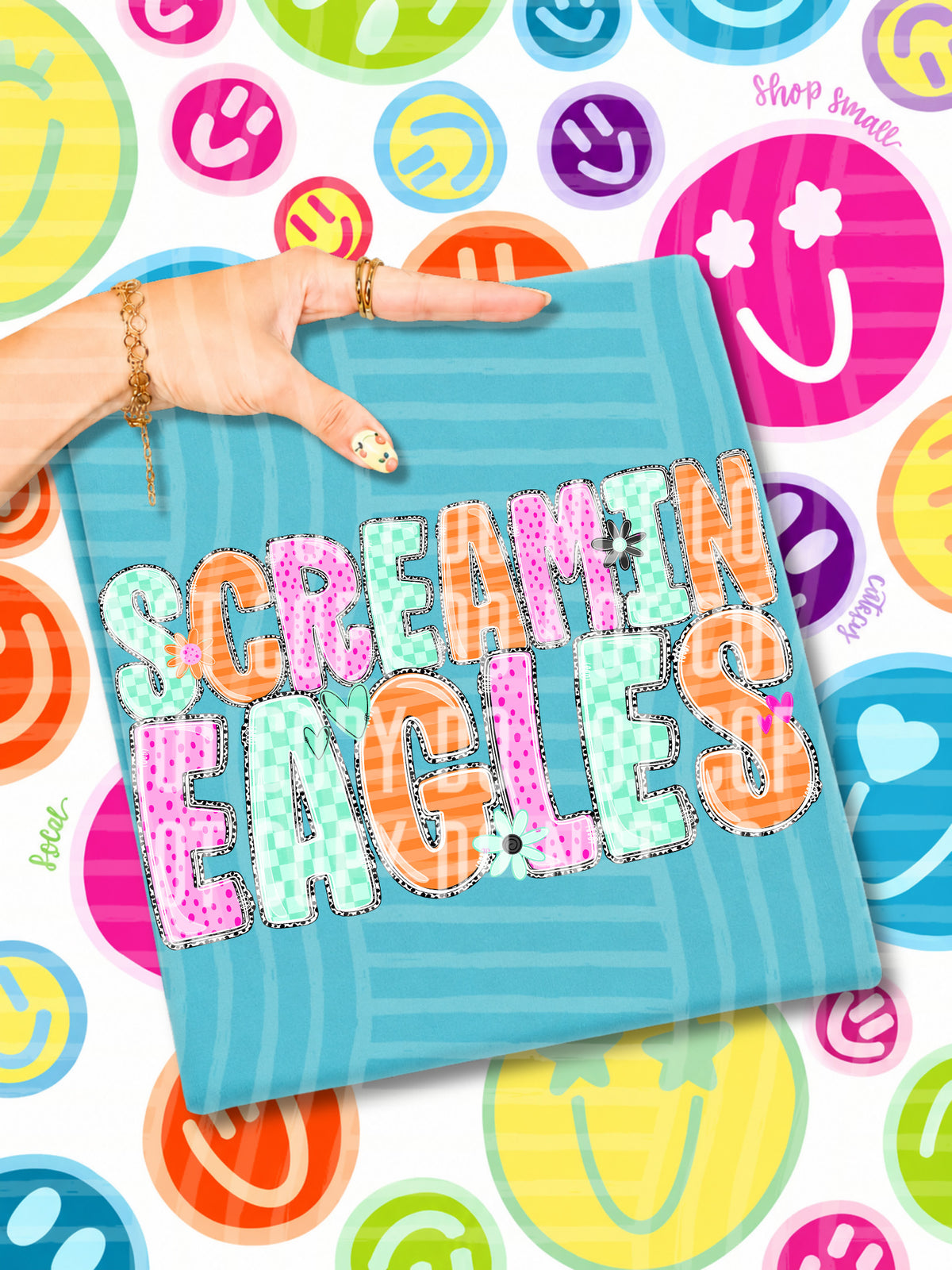 screamin eagles 22 happy blooms (caplinger) DTF transfer
