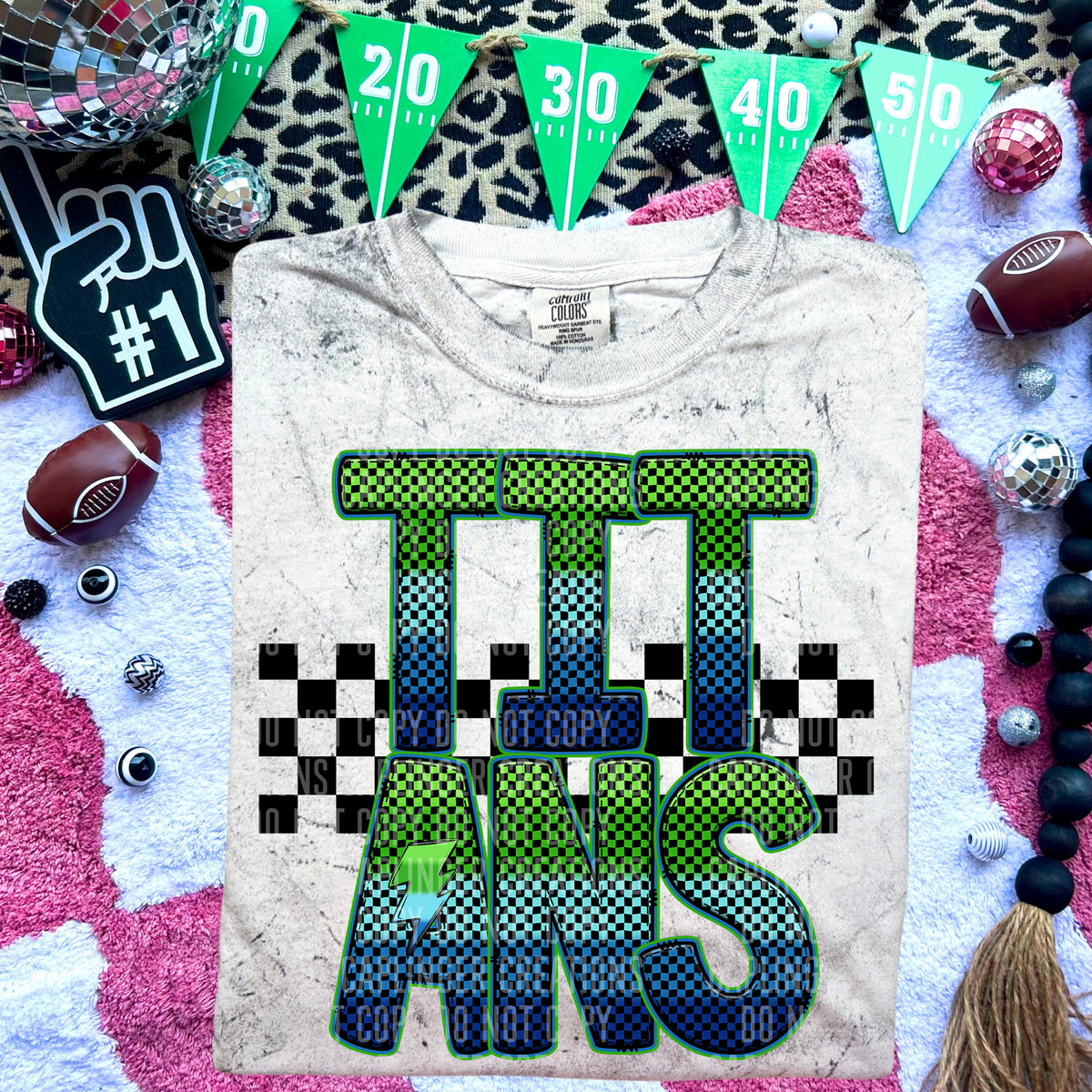 Titans Blue and Green Checkered (Caplinger) DTF transfer