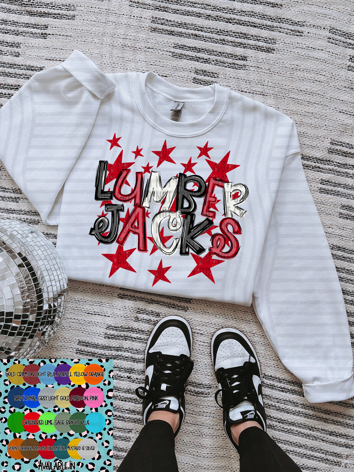 lumberjacks black white and red with red stars (Caplinger) DTF Transfer