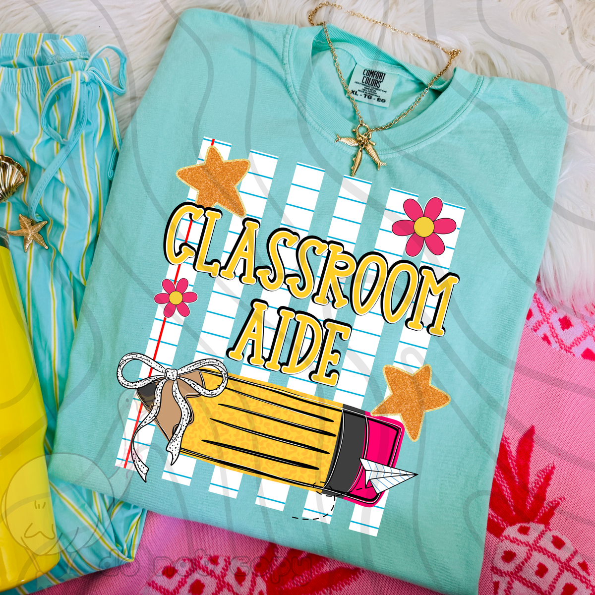 Classroom aide pencil stripes (DKD) DTF Transfer