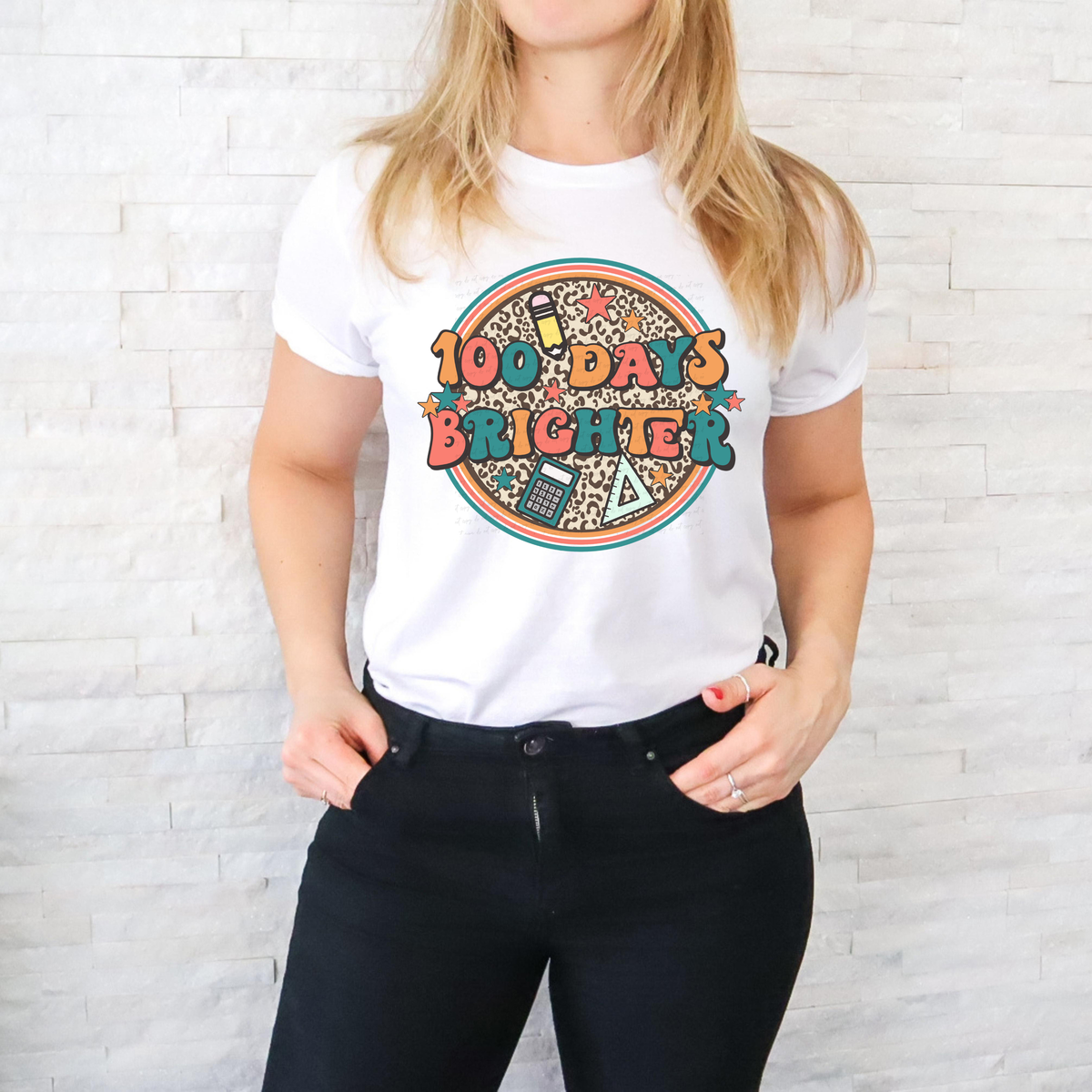 100 Days Brighter Boho Leopard Circle 116278 DTF Transfer