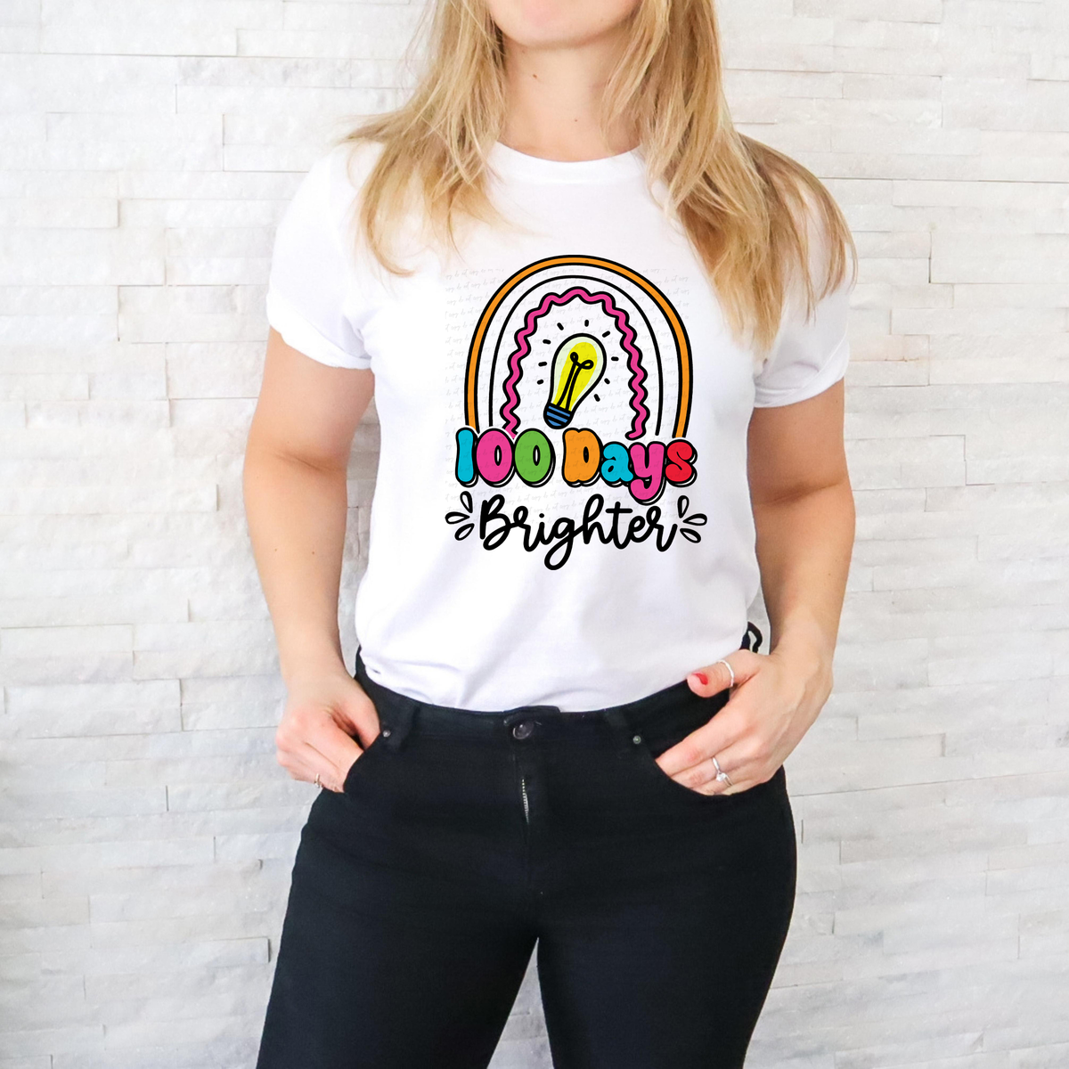 100 Days Brighter Colorful Rainbow Light Bulb 116279 DTF Transfer