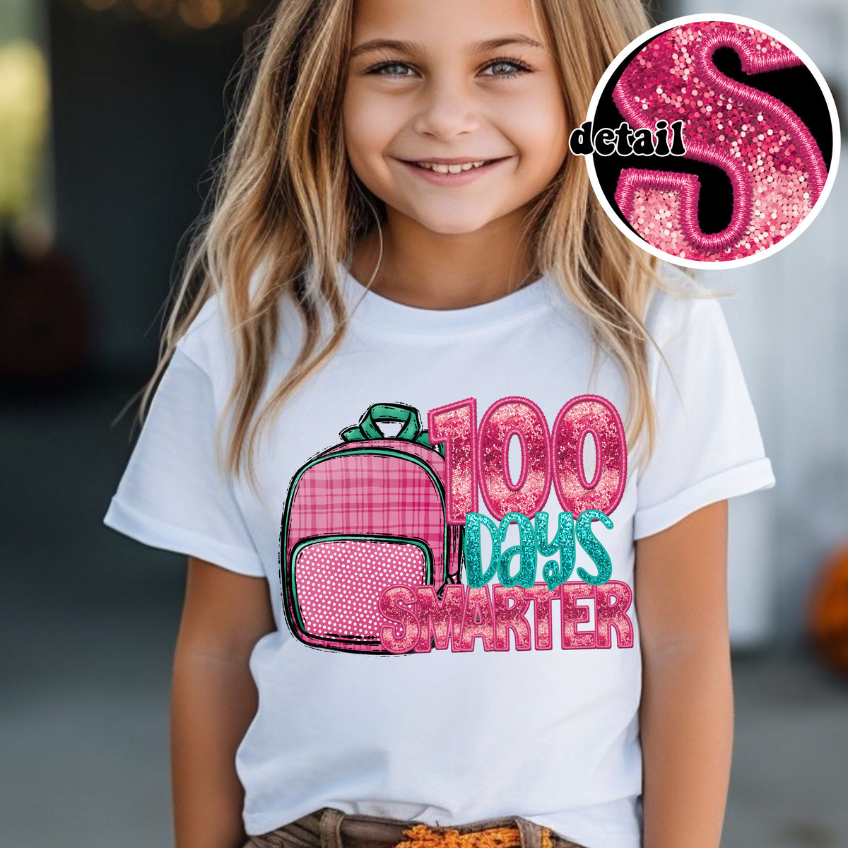 100 Days Smarter Pink Backpack (CITY) DTF transfer