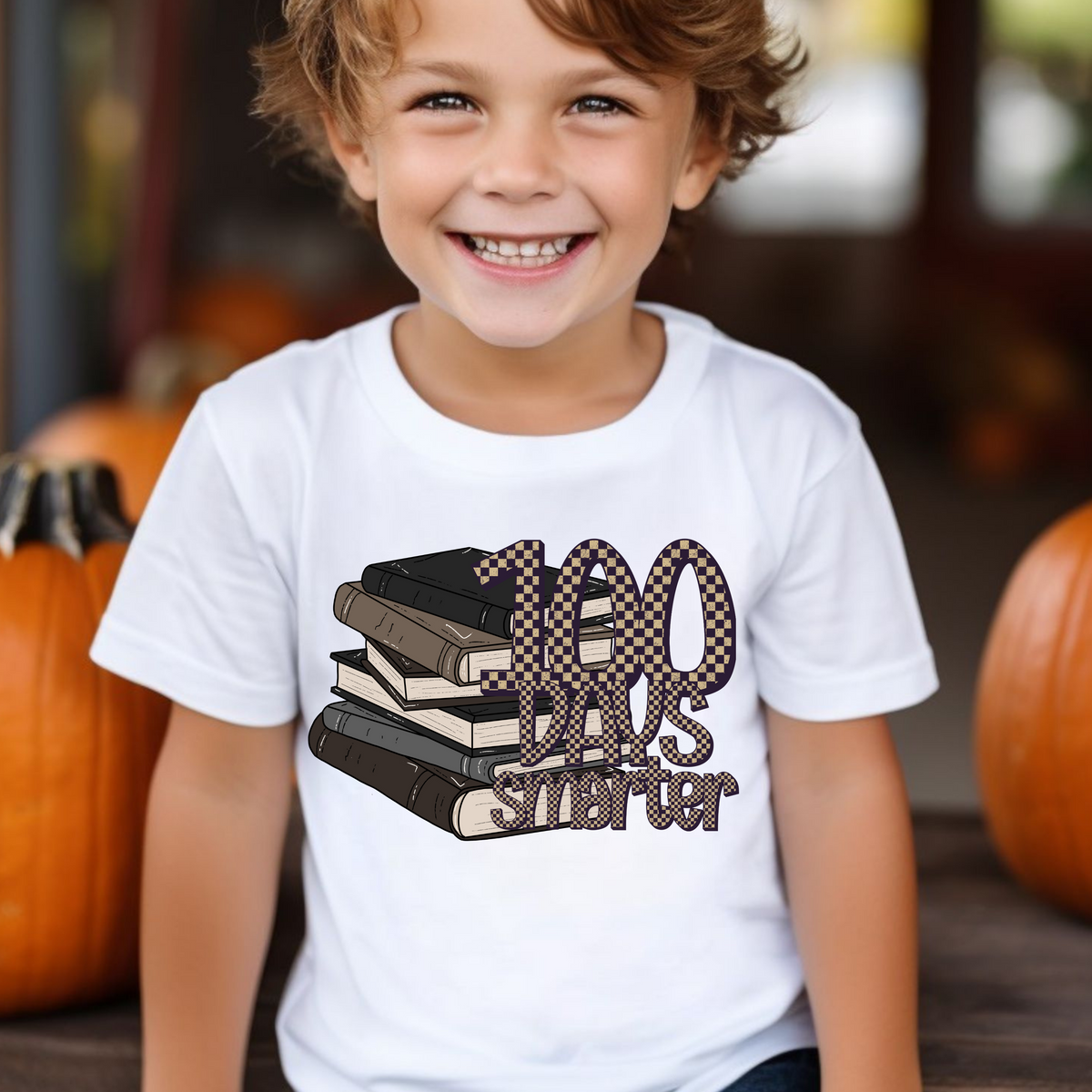 100 days Smarter Brown Stacked Books (CITY) DTF transfer