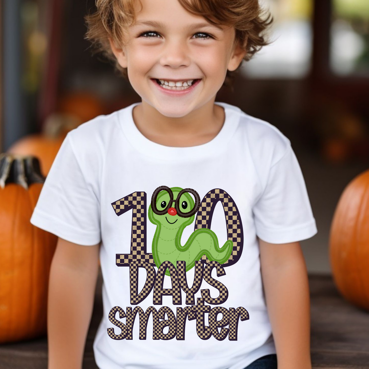 100 days Smarter Worm with Glasses (CITY) DTF transfer