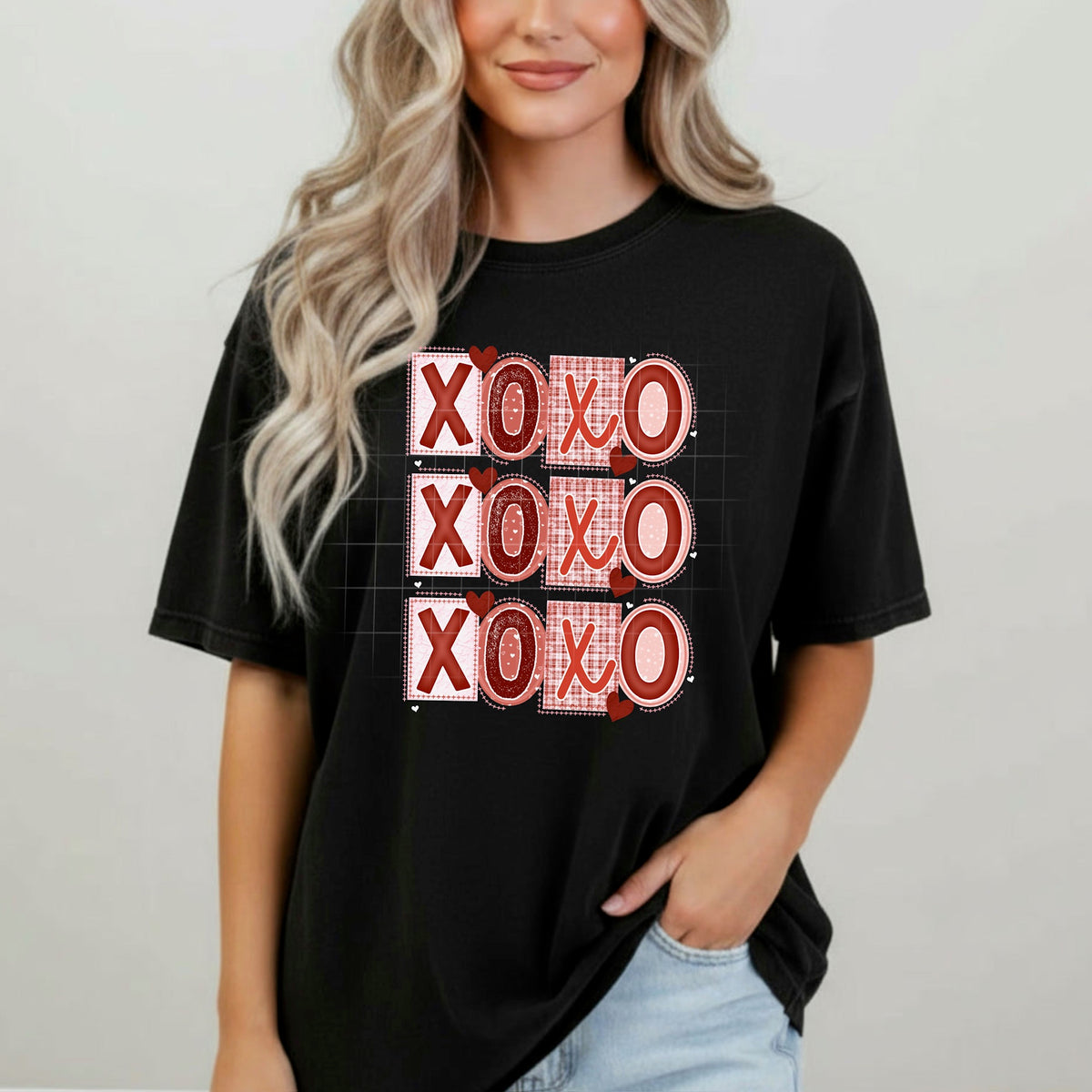 Xoxo mixed fonts stacked (CSC) DTF transfer