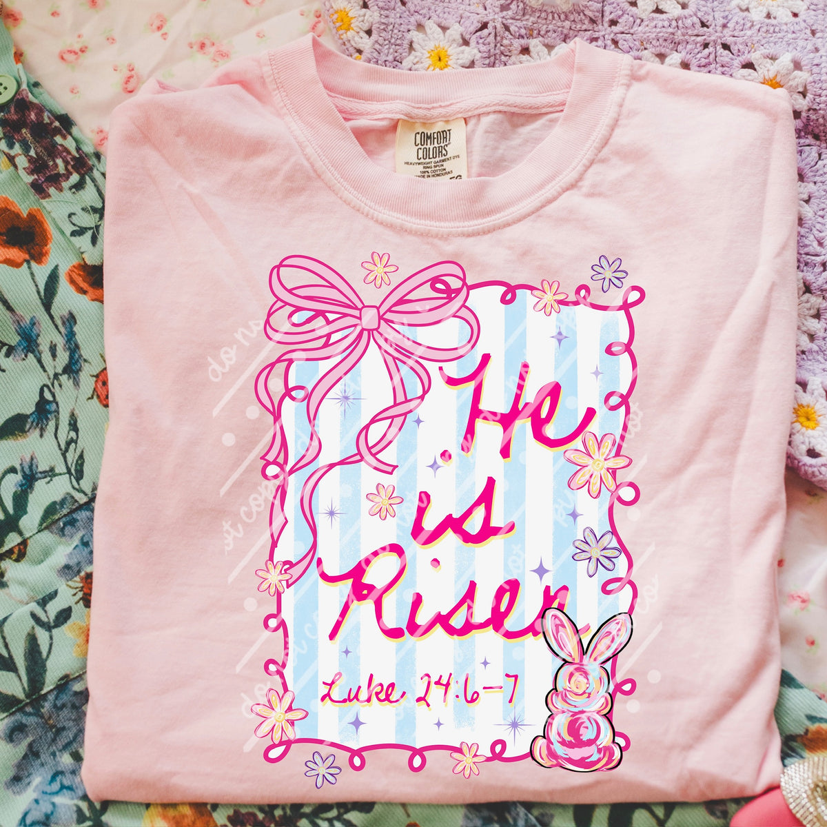 He is risen pink bow frame DTF Transfer