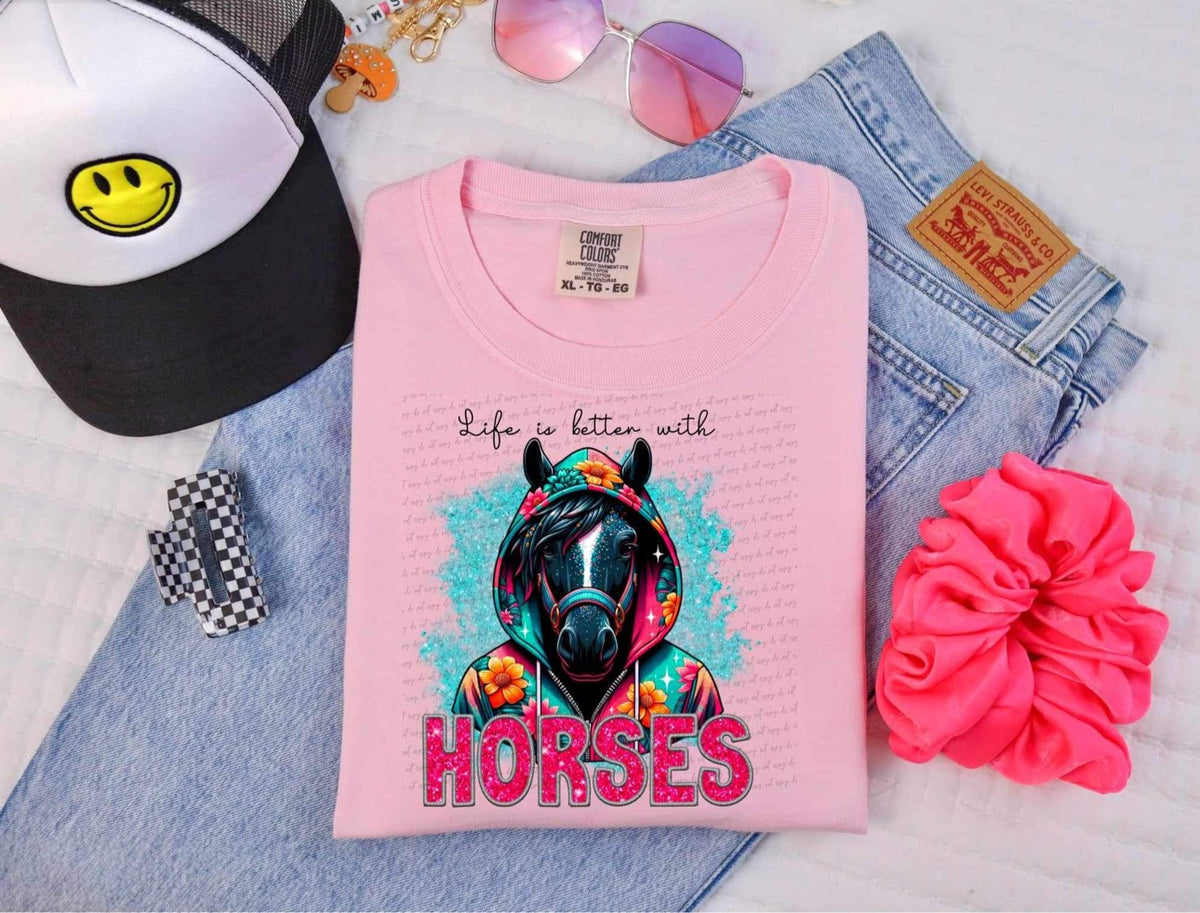 Life is better with horses 13879 DTF transfer
