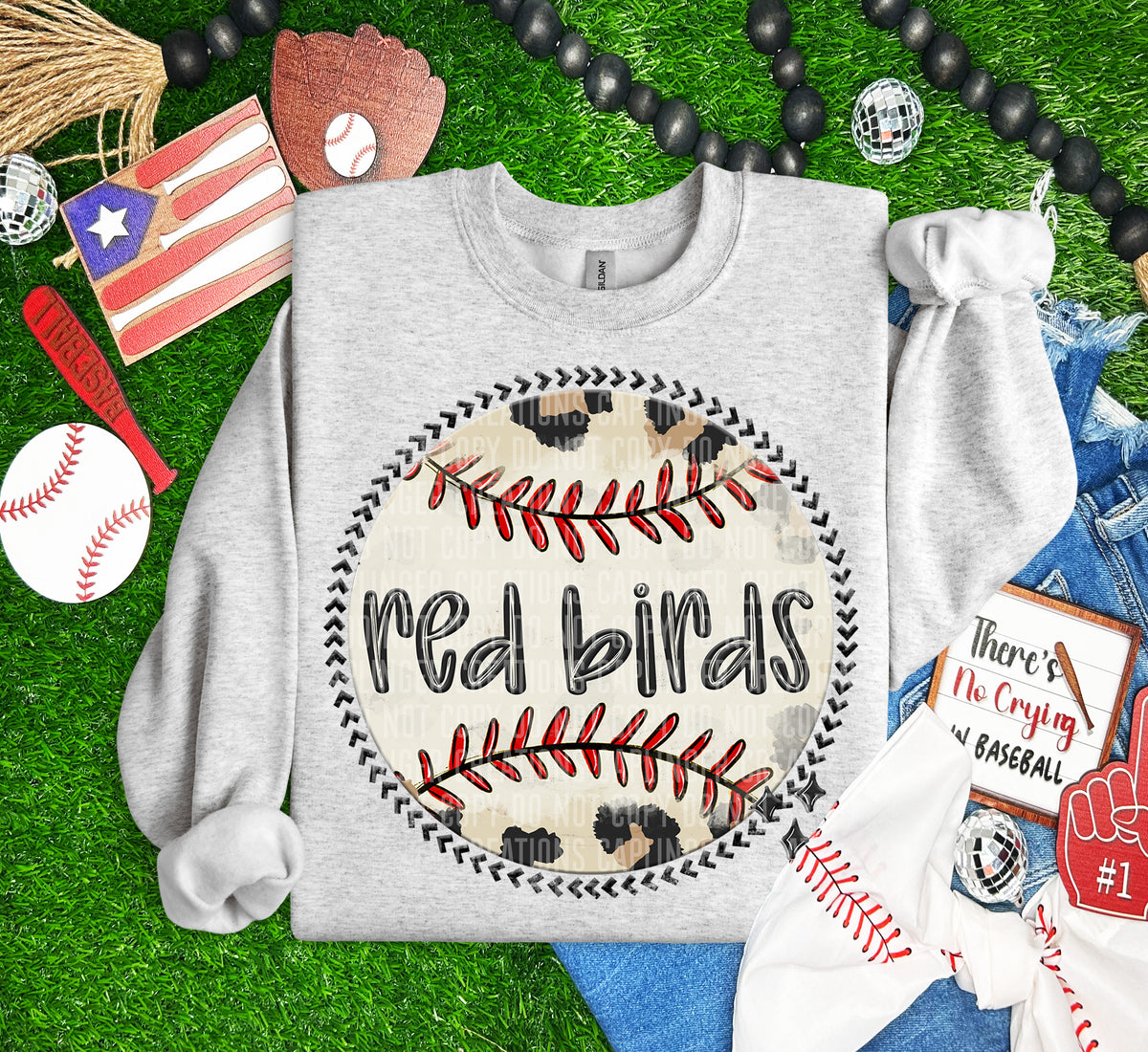 Red Birds baseball background (Caplinger) DTF transfer