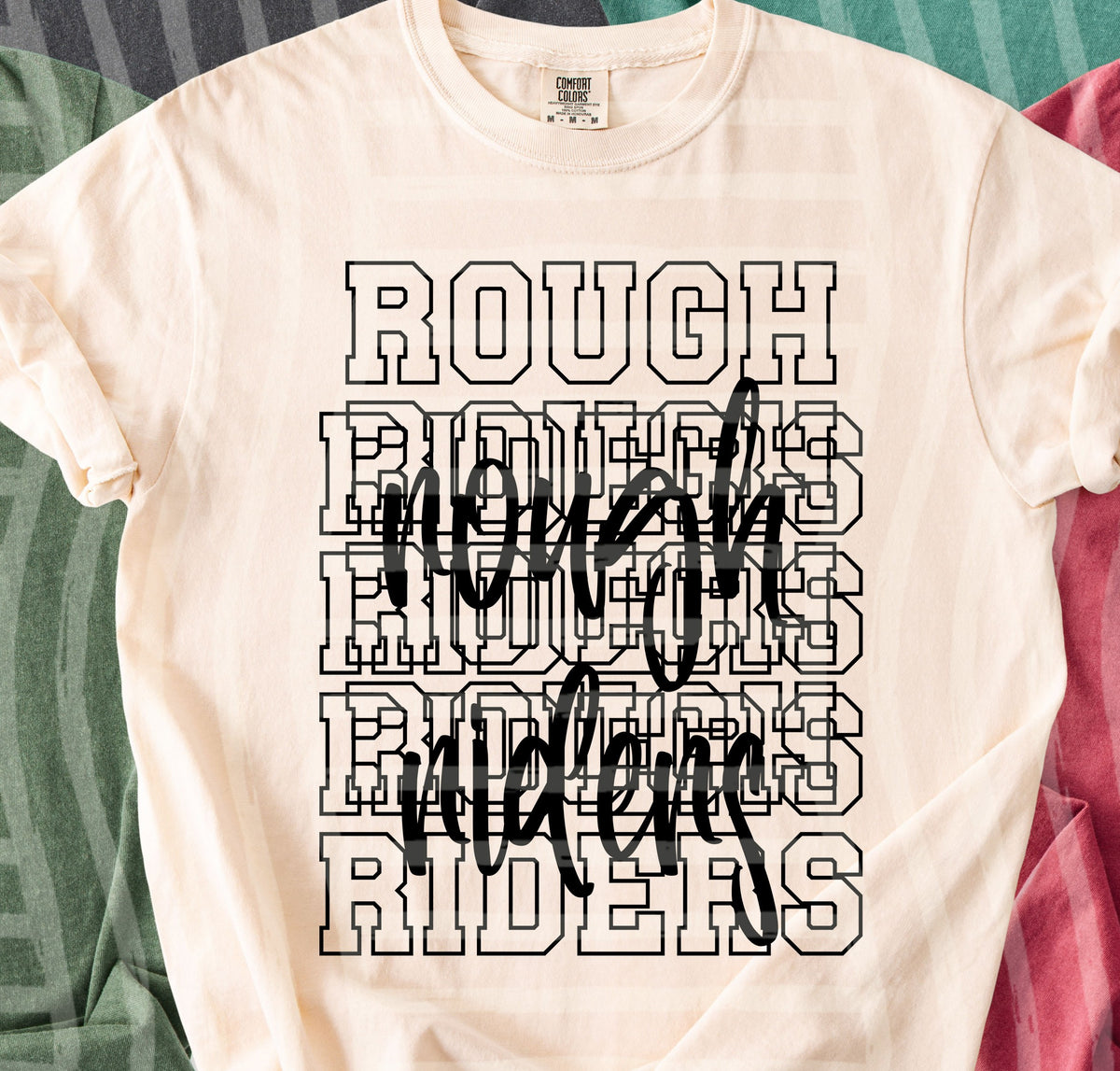 rough riders simple stacked outlines (Caplinger) DTF Transfer
